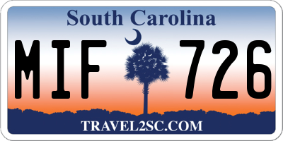 SC license plate MIF726