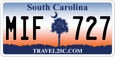 SC license plate MIF727