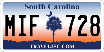 SC license plate MIF728