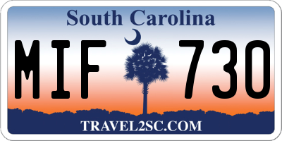 SC license plate MIF730