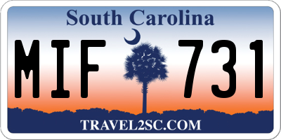 SC license plate MIF731