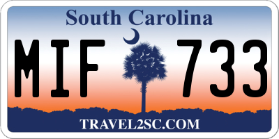 SC license plate MIF733