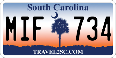 SC license plate MIF734