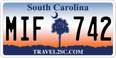 SC license plate MIF742