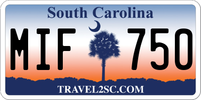 SC license plate MIF750