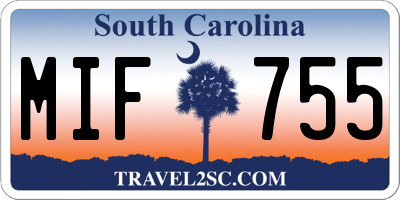 SC license plate MIF755
