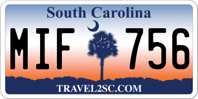 SC license plate MIF756