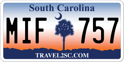 SC license plate MIF757