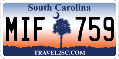 SC license plate MIF759