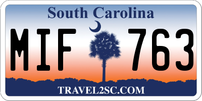 SC license plate MIF763