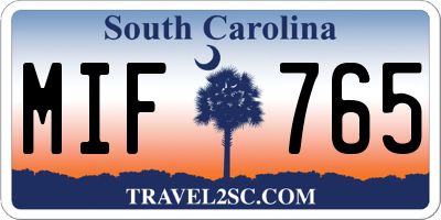 SC license plate MIF765