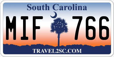 SC license plate MIF766