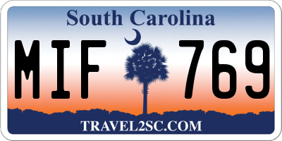 SC license plate MIF769