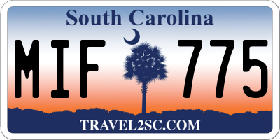 SC license plate MIF775