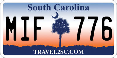 SC license plate MIF776