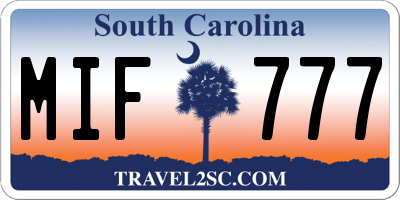 SC license plate MIF777