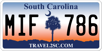 SC license plate MIF786