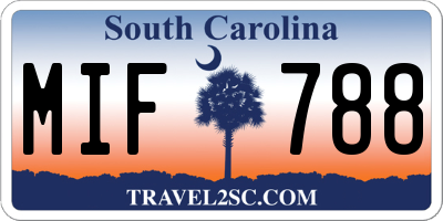 SC license plate MIF788