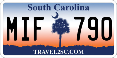 SC license plate MIF790