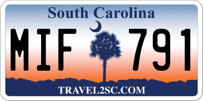 SC license plate MIF791