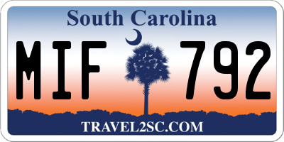 SC license plate MIF792