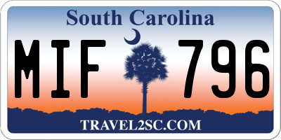SC license plate MIF796