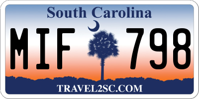 SC license plate MIF798
