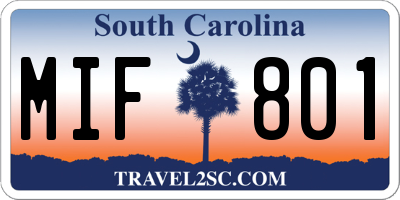 SC license plate MIF801