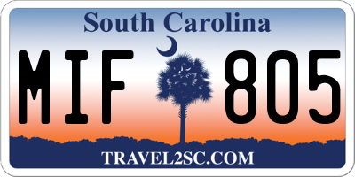 SC license plate MIF805