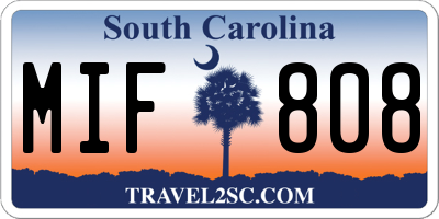 SC license plate MIF808