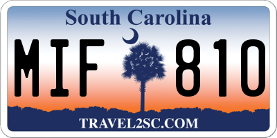 SC license plate MIF810