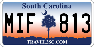SC license plate MIF813