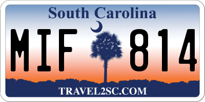 SC license plate MIF814