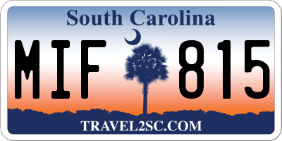 SC license plate MIF815