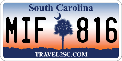 SC license plate MIF816
