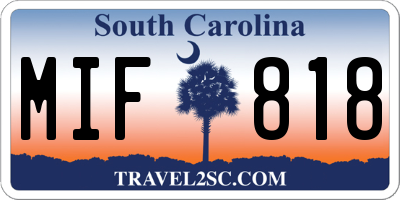 SC license plate MIF818