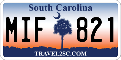 SC license plate MIF821