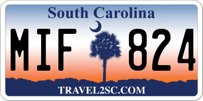 SC license plate MIF824