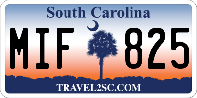SC license plate MIF825