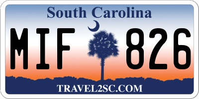 SC license plate MIF826