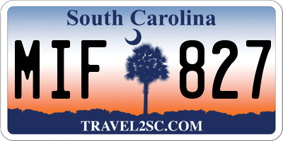 SC license plate MIF827