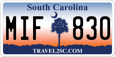 SC license plate MIF830