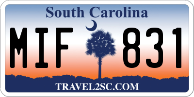 SC license plate MIF831
