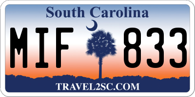 SC license plate MIF833