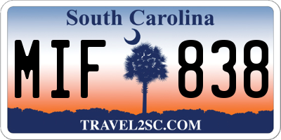 SC license plate MIF838