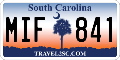 SC license plate MIF841
