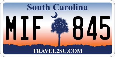 SC license plate MIF845