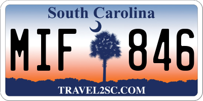 SC license plate MIF846