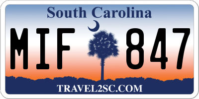 SC license plate MIF847