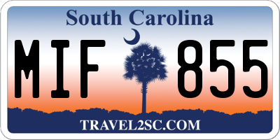 SC license plate MIF855